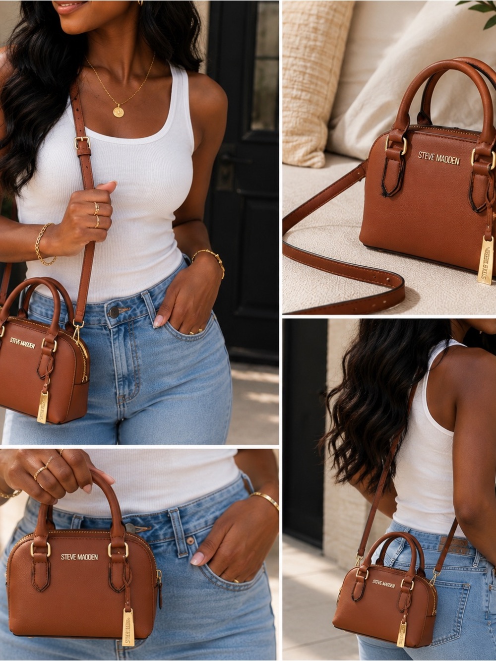 Steve Madden Brown Mini Satchel Crossbody Bag